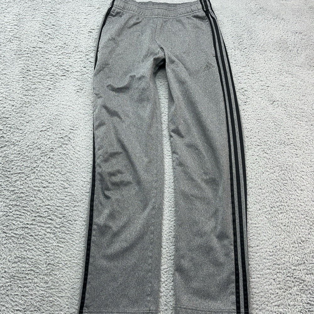 Adidas Fleece Track Pants Mens Large Gray 3 Stripe Drawstring Athleisure‎